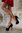 MICHELE SOZIO ~ Italy Wildleder Peep Toe Pumps Burlesque Style schwarz rot
