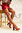 NILA & NILA ~ Italy Peep Toe Pumps aus Leder ~Wood Style~ rot braun